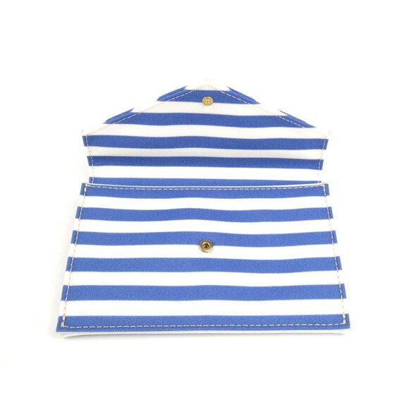 Dooney & Bourke Blue & White Stripe Canvas Envelope Clutch Wallet - Picture 8 of 9